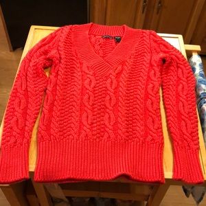 MODA INTERNATIONAL/VICTORIA’S SECRET V-NECK RED COTTON SWEATER. NEVER WORN!